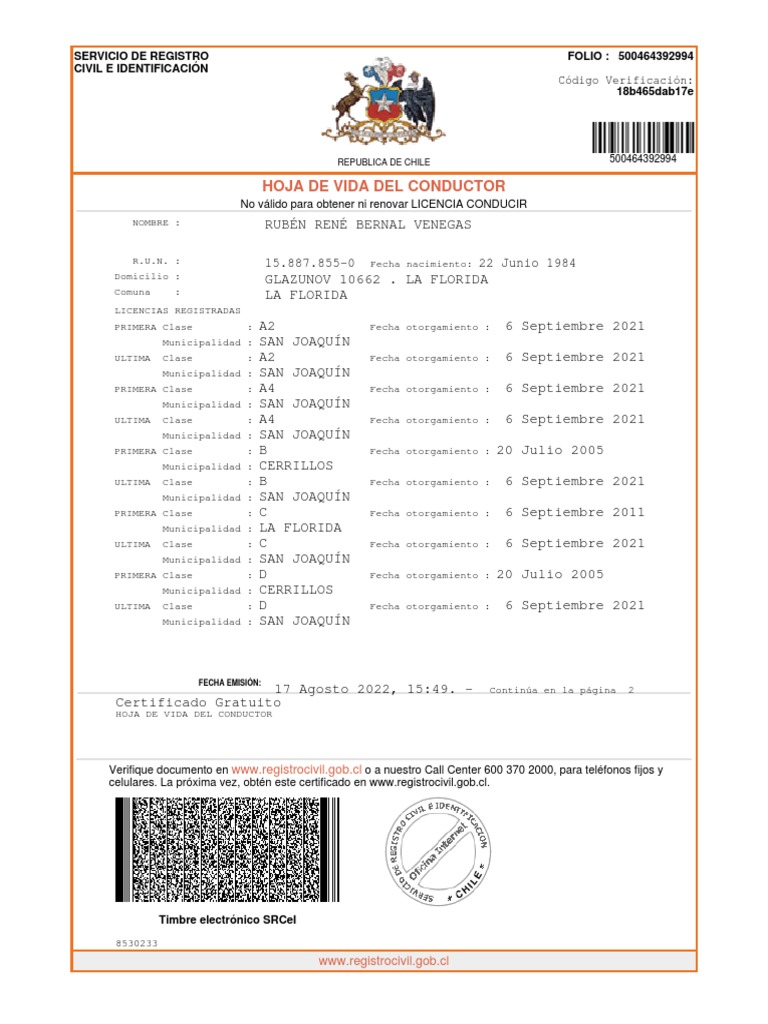 Hoja de Vida Del Conductor PDF