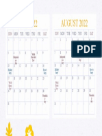 July and August 2022 calendar with holidays