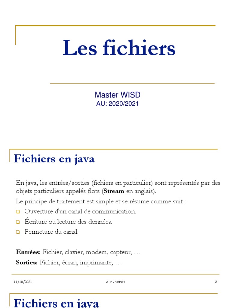 Gestion des fichiers en Java : Streams et classes | PDF | ZIP (format ...