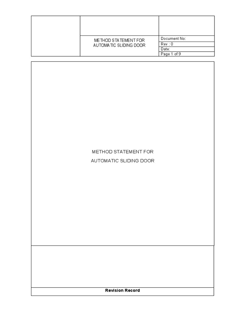 Method Statement For Installation of Automatic Sliding Door | PDF ...