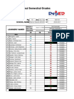 Final Semestral Grades: RG DV ID School Name