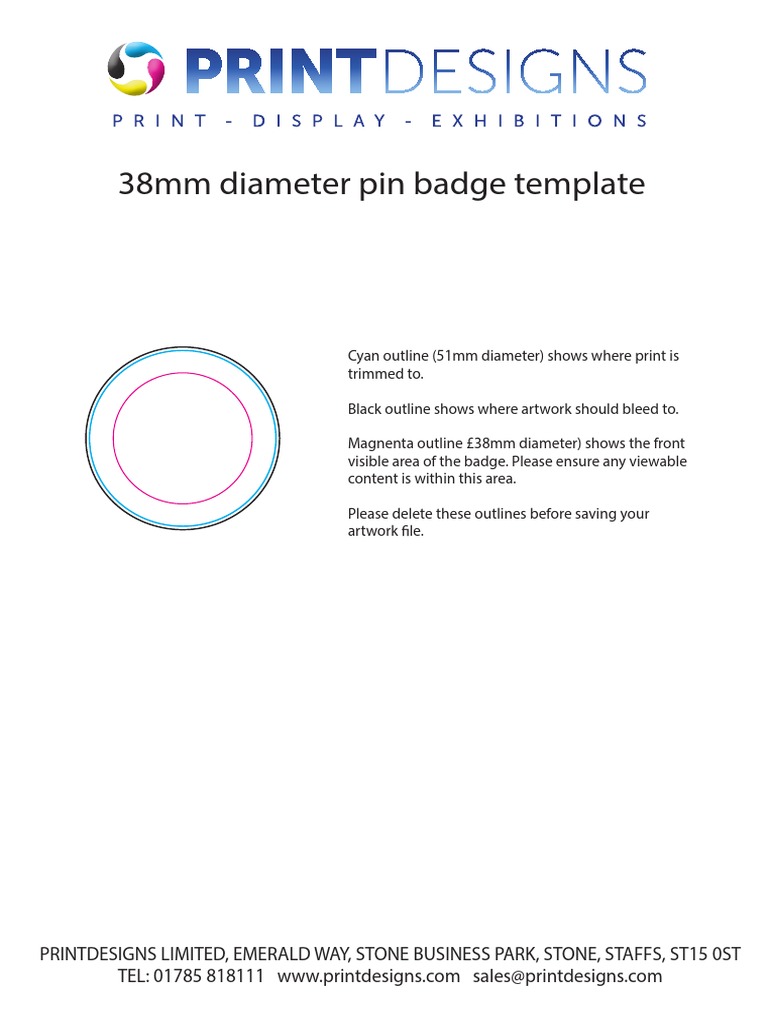 38mm Badge Template PDF