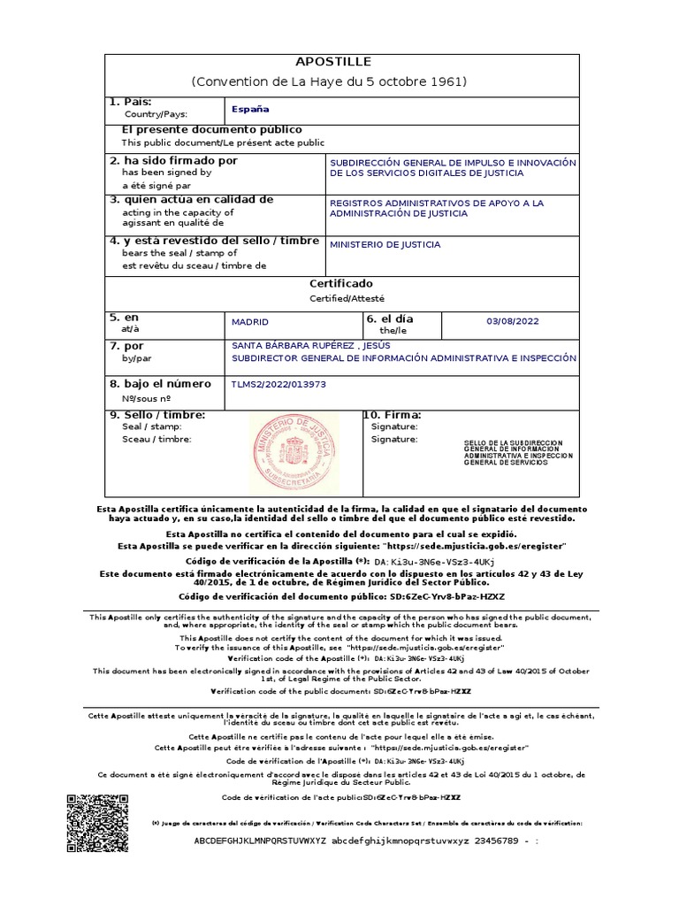 Apostilla Certificado Antecedentes Penales | PDF