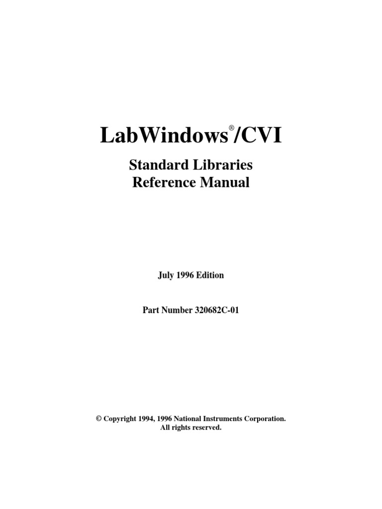 Archived Labwindows Cvi Standard Libraries Reference Manual PDF