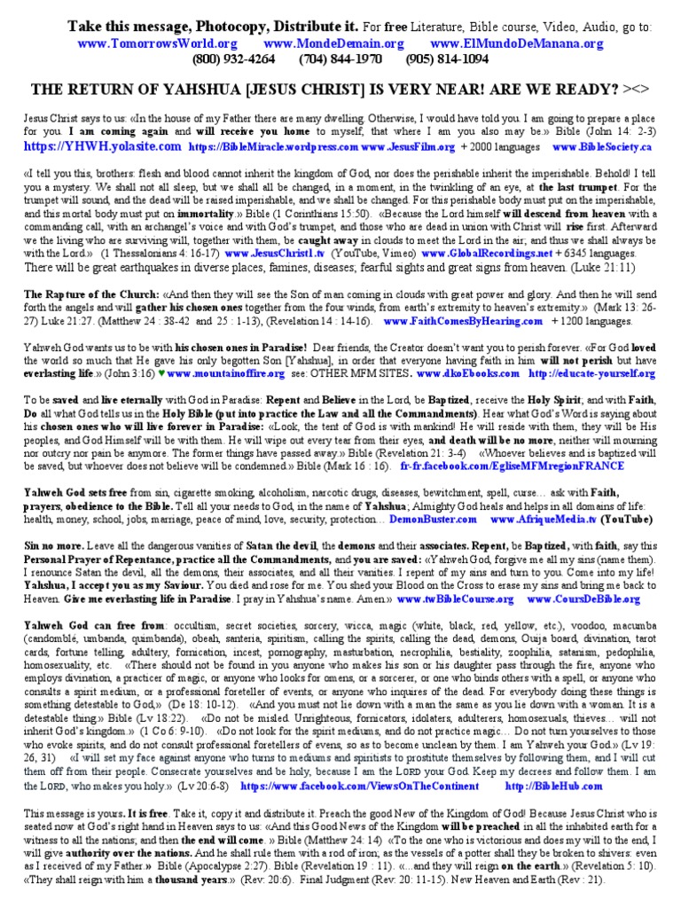 The Return of Christ Le Retour Du Christ | PDF | Religious Belief And ...