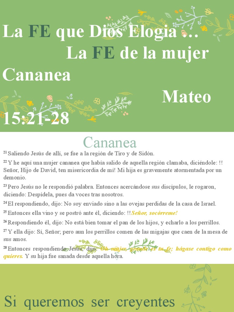 Fe y Adoración de la Mujer Cananea | PDF | Jesús | Dios