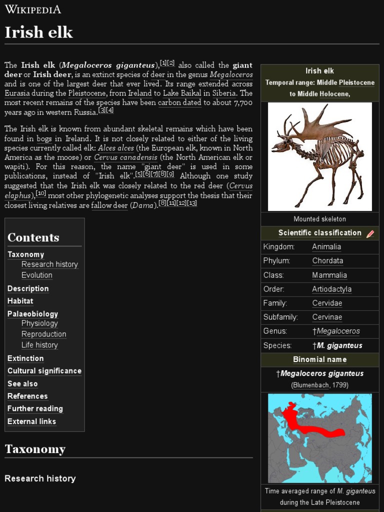 Irish Elk - Wikipedia | PDF | Deer