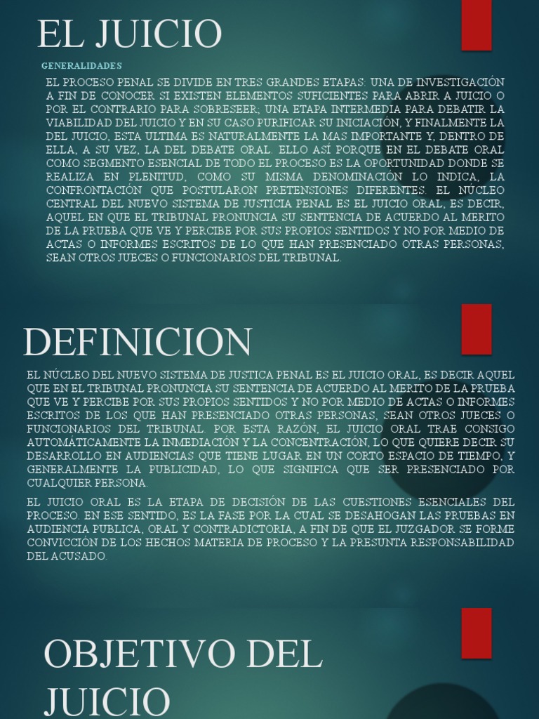 El juicio oral: principios fundamentales y etapas del debate | PDF