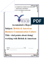 British & American of Business Culture's Accumulative Report
