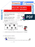 Medidas de Tiempo Longitud y Dinero para Primero de Primaria