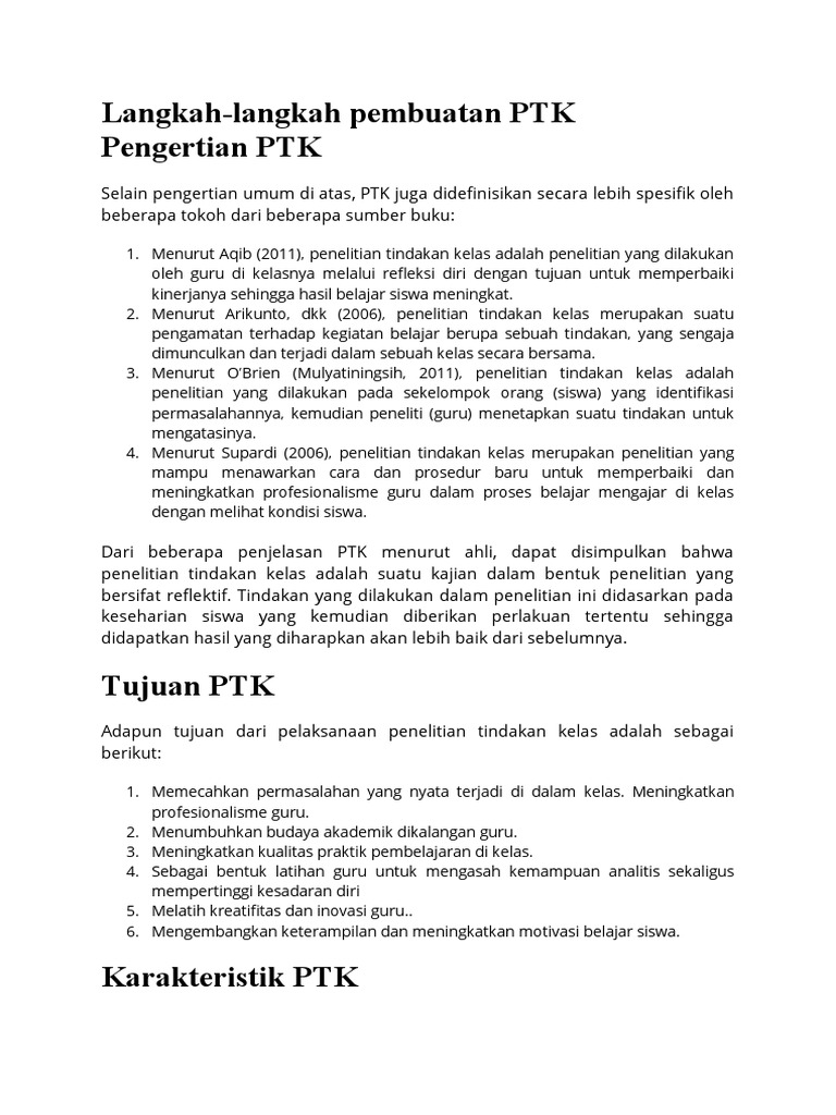 Langkah Pembuatan PTK untuk Guru | PDF | Karier & Perkembangan ...