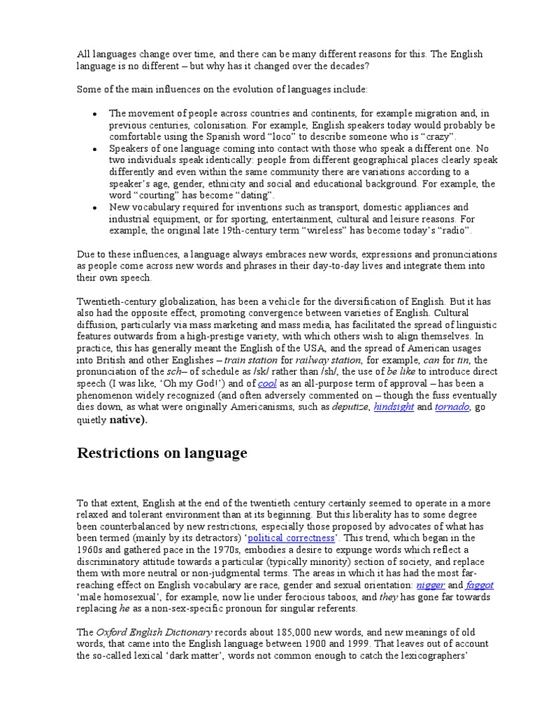 All Languages Change Over Time PDF English Language Cognition