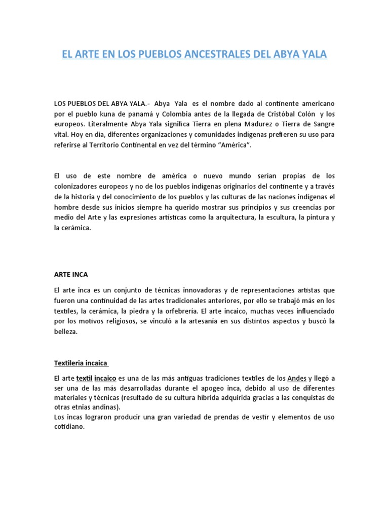 El Arte en Los Pueblos Ancestrales Del Abya Yala | PDF | Civilización ...