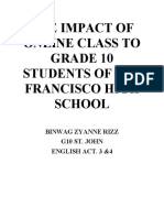 The Impact of Online Class To Grade 10 Students of San Francisco High School