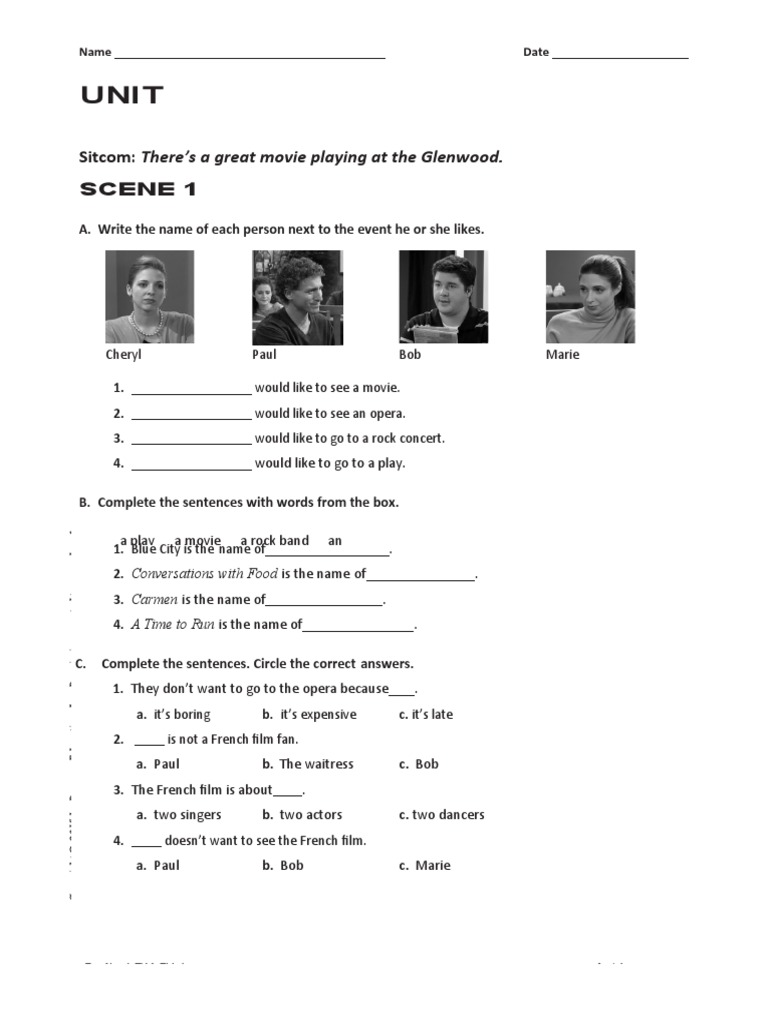 UNIT 02 Video Worksheets | Download Free PDF | Performing Arts