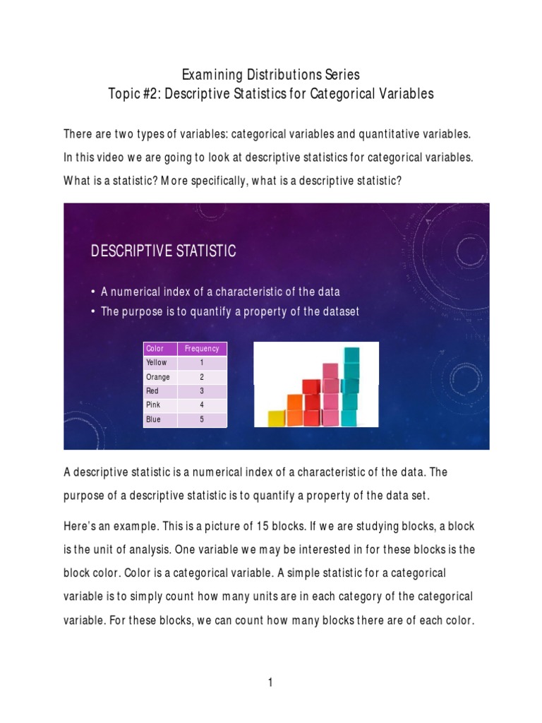 Descriptive Statistics For Categorical Variables Transcript (With ...