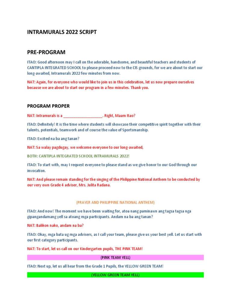 Intramurals script pdf