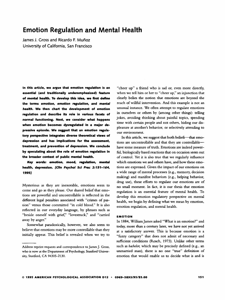 (1995) - Emotion Regulation and Mental Health | PDF | Emotions | Major