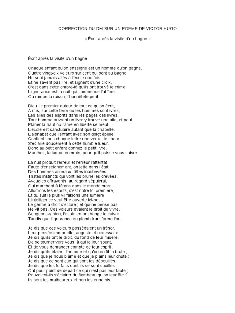 Correction Du DM Sur Un Poeme de Victor Hugo | PDF | Clause | Syntaxe