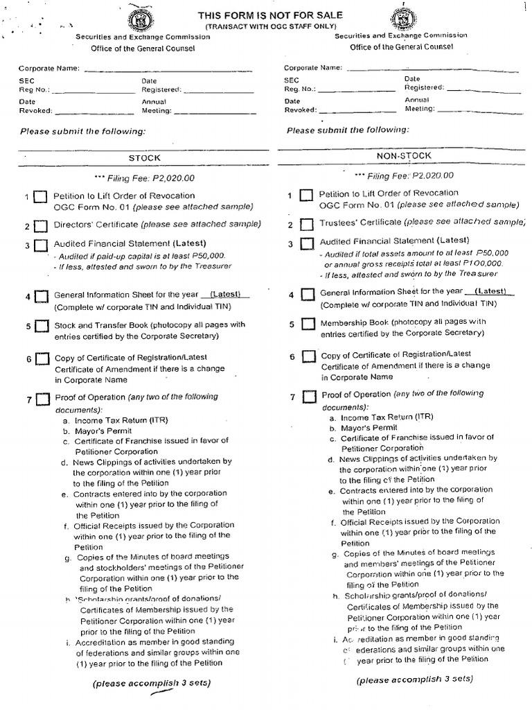 Checklist To Lift Order of Revocation1 PDF