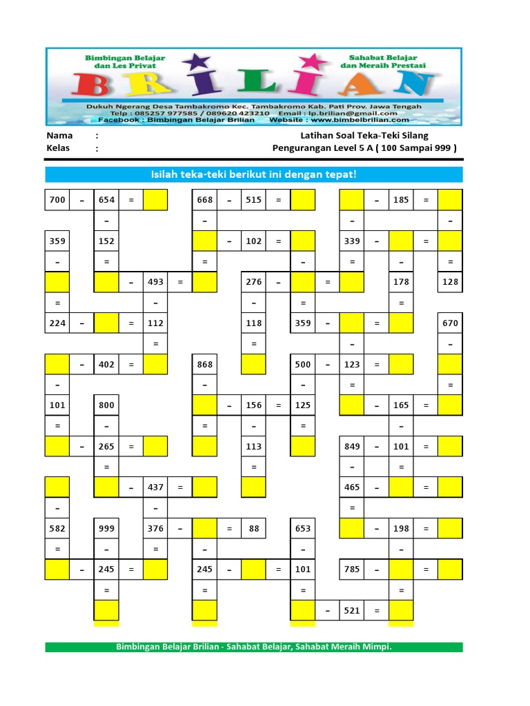 Template Teka-Teki Silang | PDF