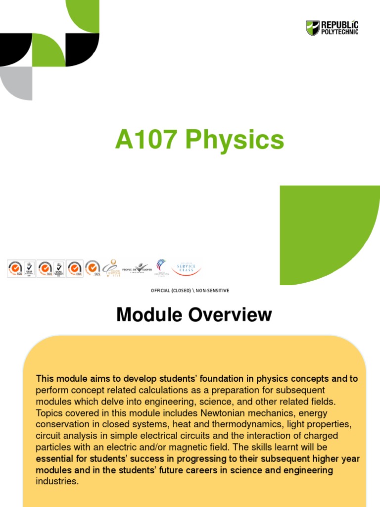 Ay 2022 Sem 2 A107 Physics Module Slides Students Pdf Physics