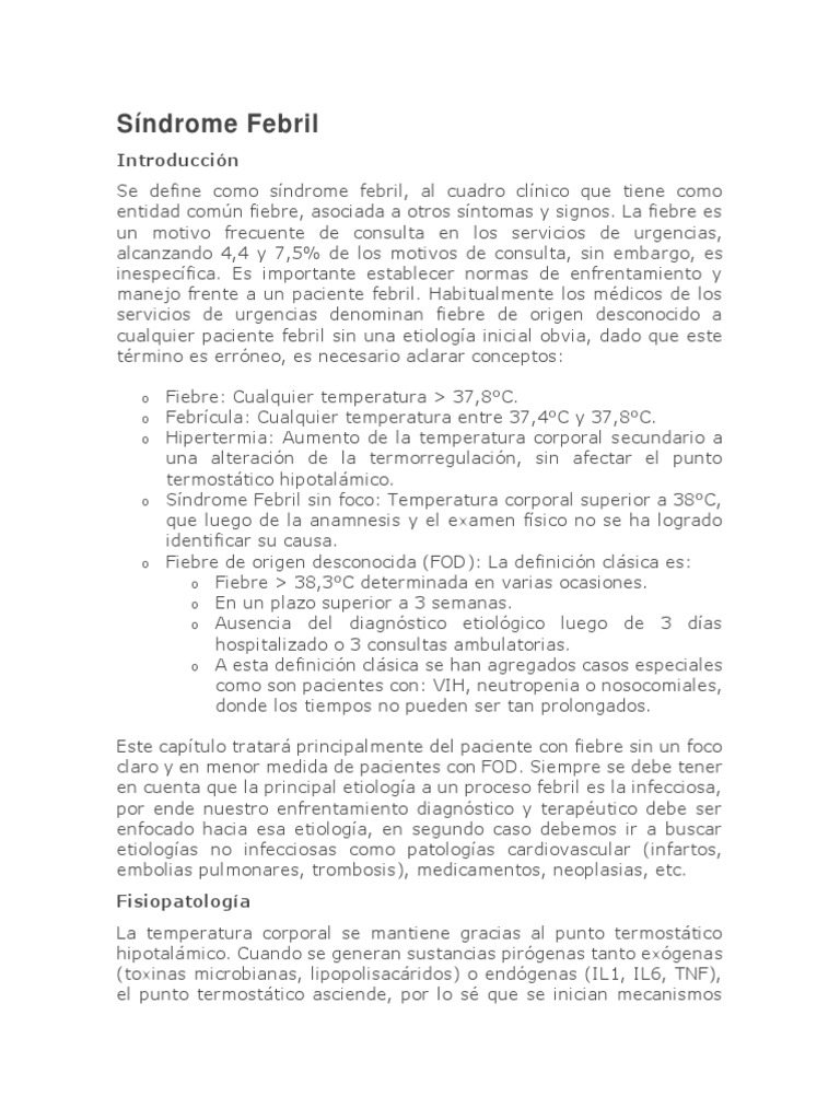 Síndrome Febril | PDF | Fiebre | Diagnostico medico