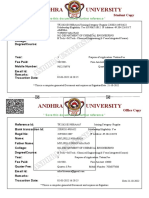 Andhra University: Save This Document For Further Reference