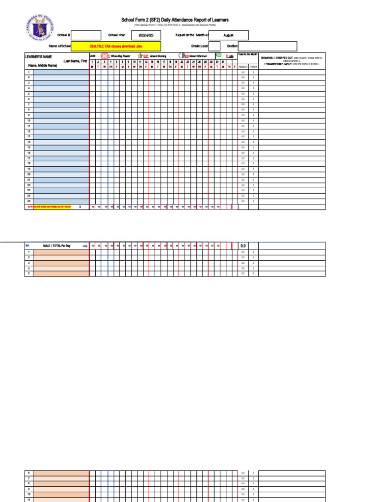 SF2 Daily Attendance Report | PDF | Human Life Stages | Human Development