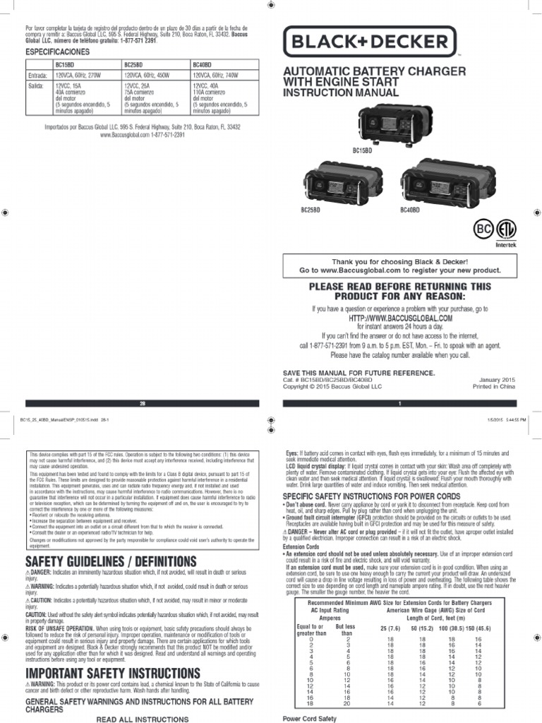 Black and Decker BC15BD, BC25BD, BC40BD Manual de Usuario Manualzz PDF