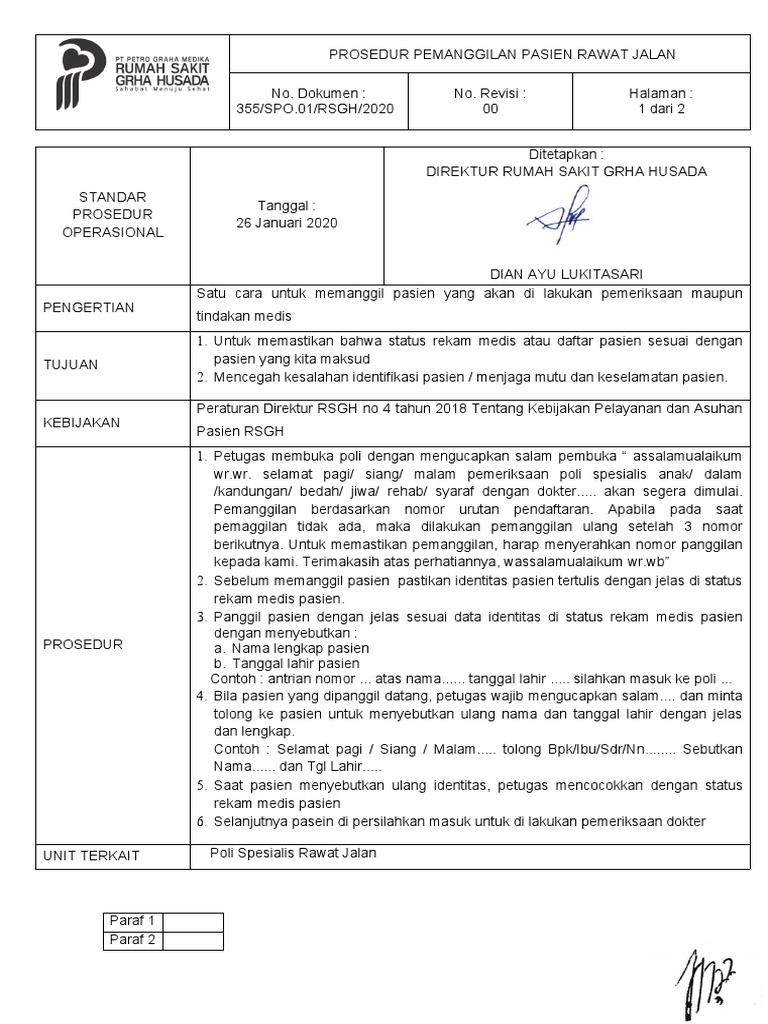 Prosedur Pemanggilan Pasien RSGH | PDF | Hukum | Sains & Matematika