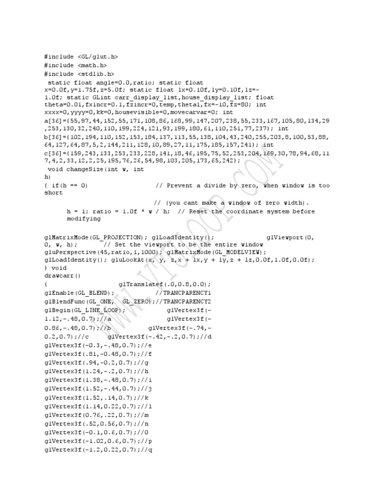 OpenGL Car Model Rendering Code | PDF | Computer Programming | Software ...