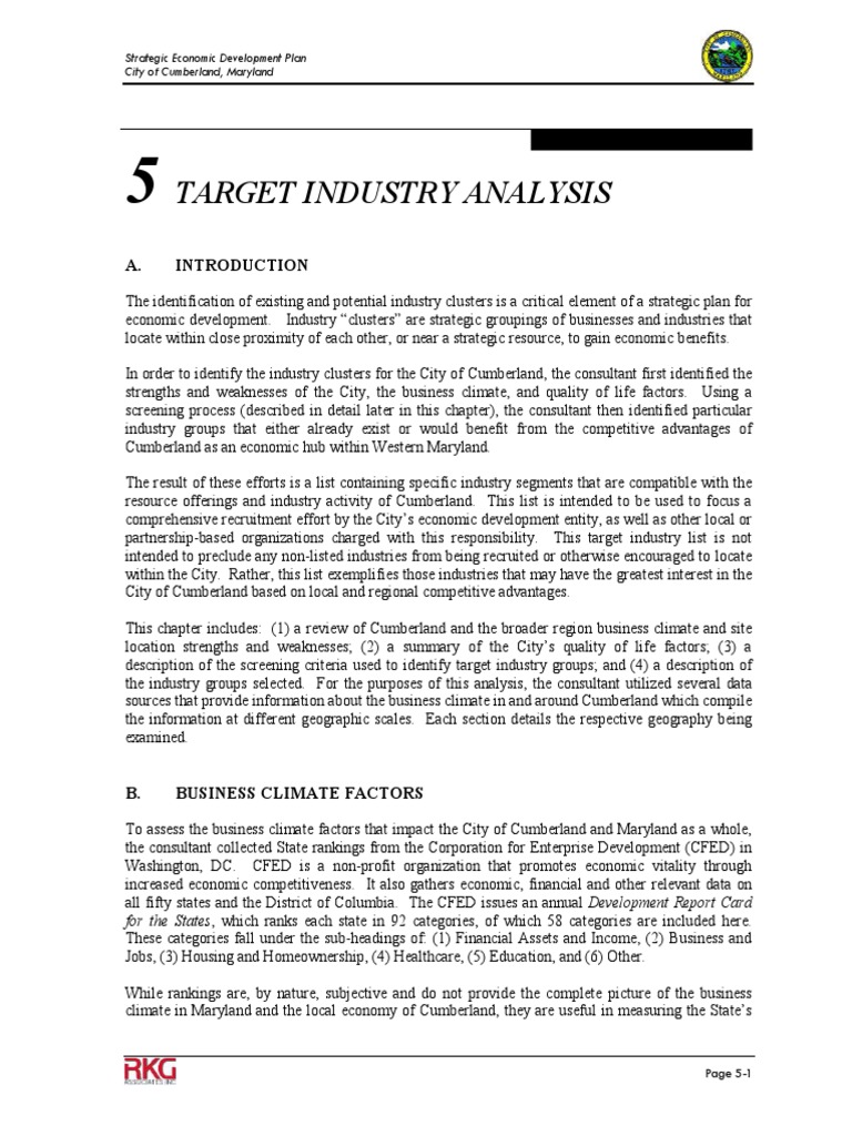 Cumberland Maryland Strategic Economic Development Plan Target