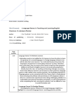 Language Games in Teaching and Learning English Grammar: A Literature Review