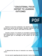 Shift of Educational Focus From Content To Learning Outcomes