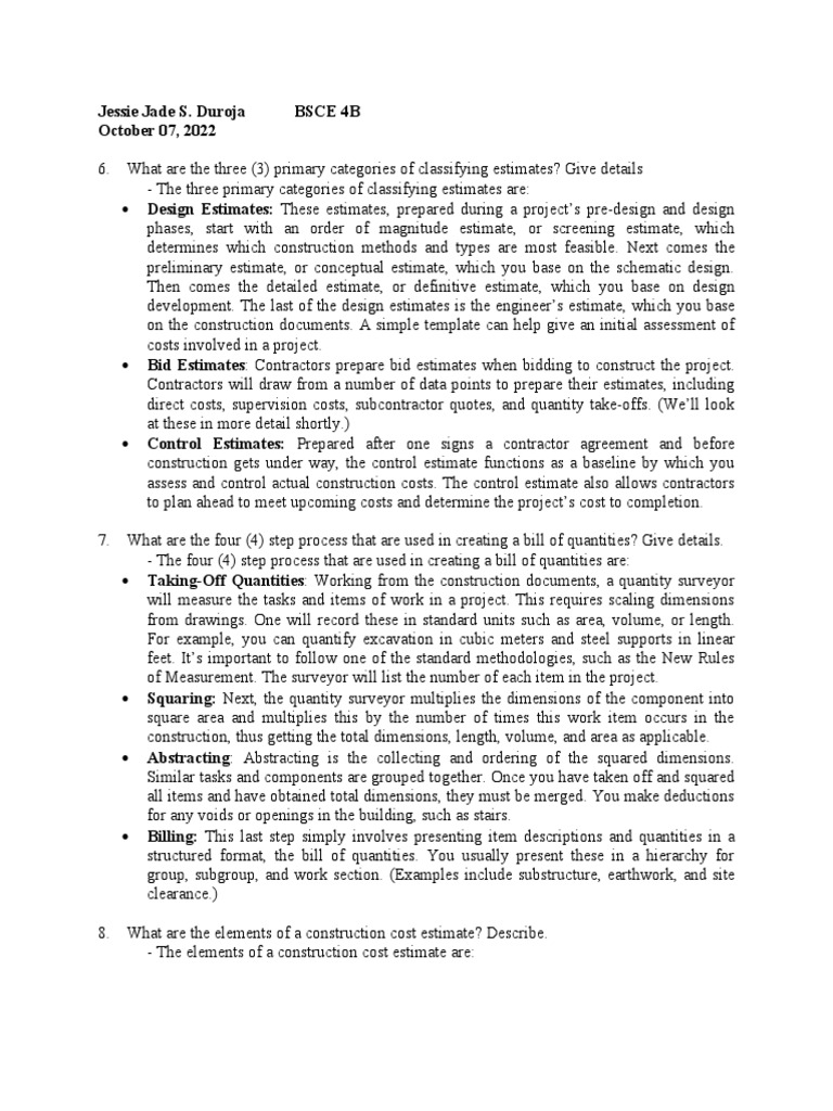 Construction Cost Estimation Overview | PDF | Prediction | Labour Economics