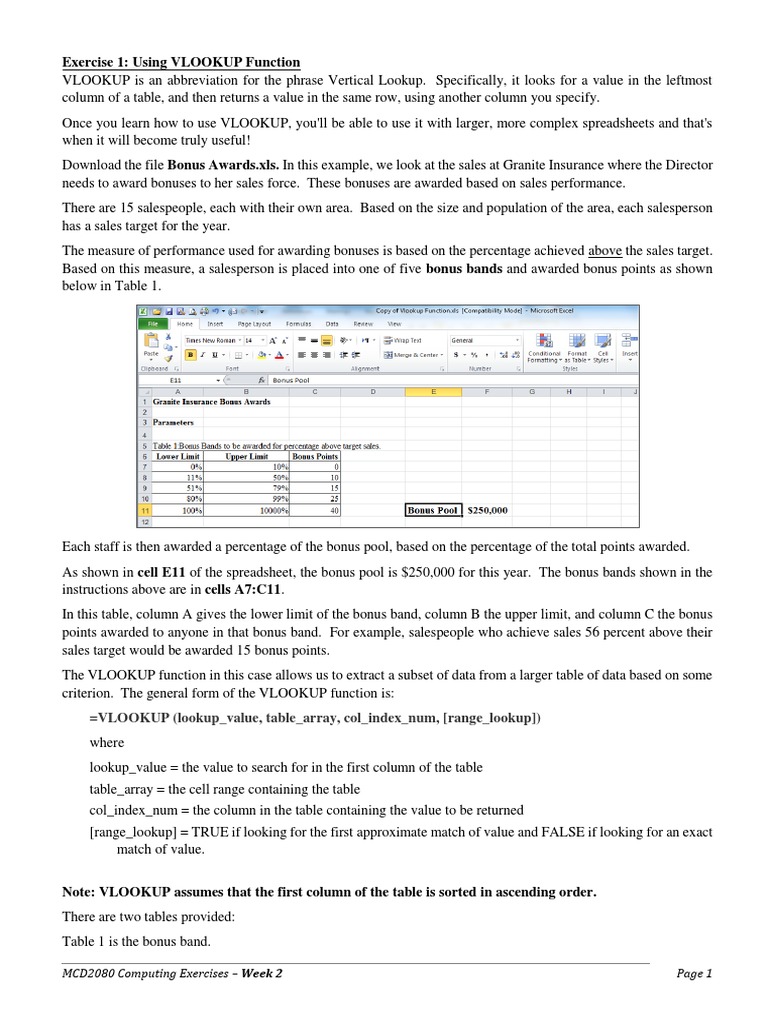VLOOKUP and COUNTIF Excel Exercises | PDF | Microsoft Excel | Data