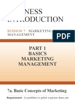BUSINESS INTRODUCTION SESSION 7: MARKETING MANAGEMENT CONCEPTS