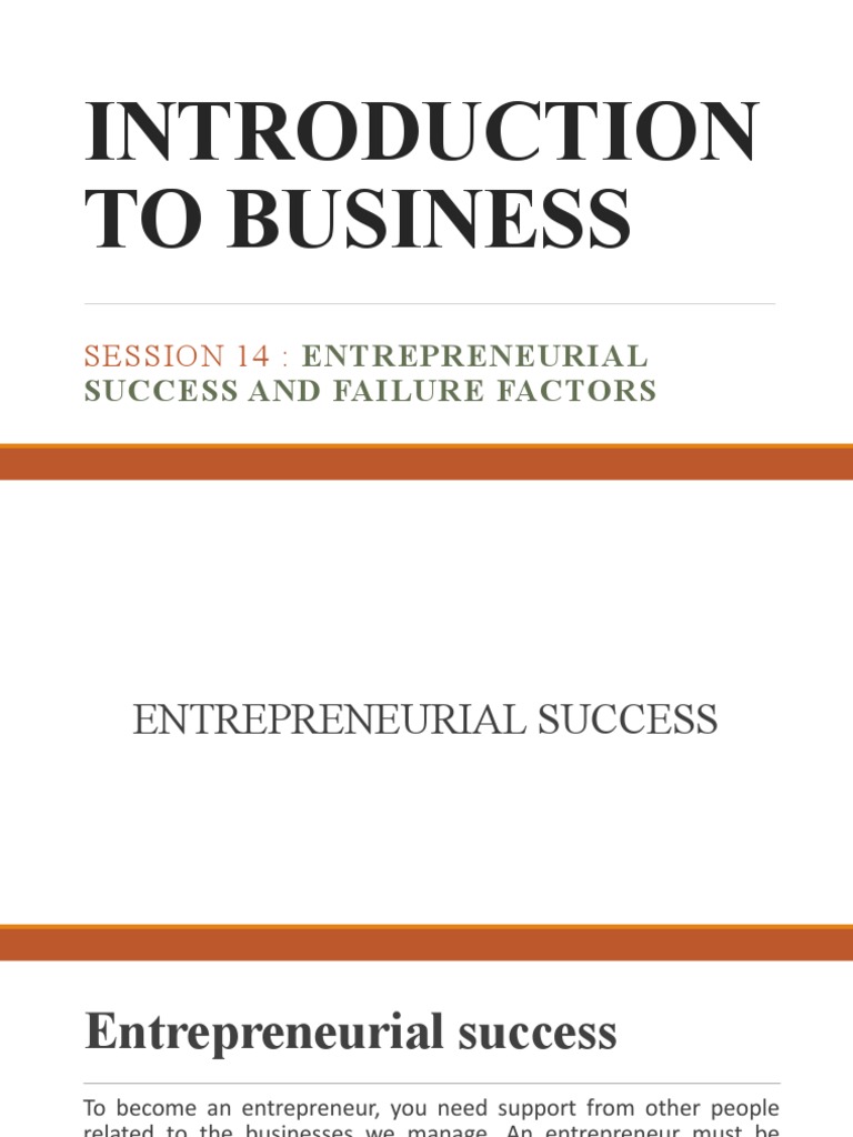 Entrepreneurial Success & Failure Factors | PDF | Entrepreneurship ...