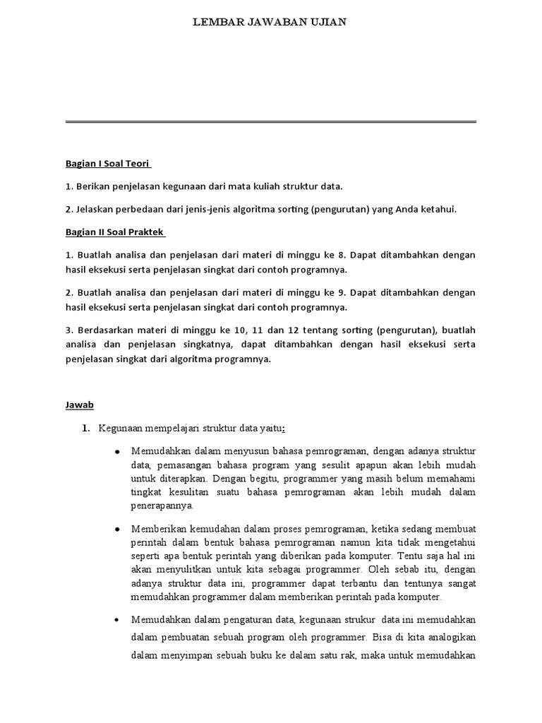 Kegunaan Struktur Data dalam Pemrograman | PDF | Metode & Bahan Ajar ...