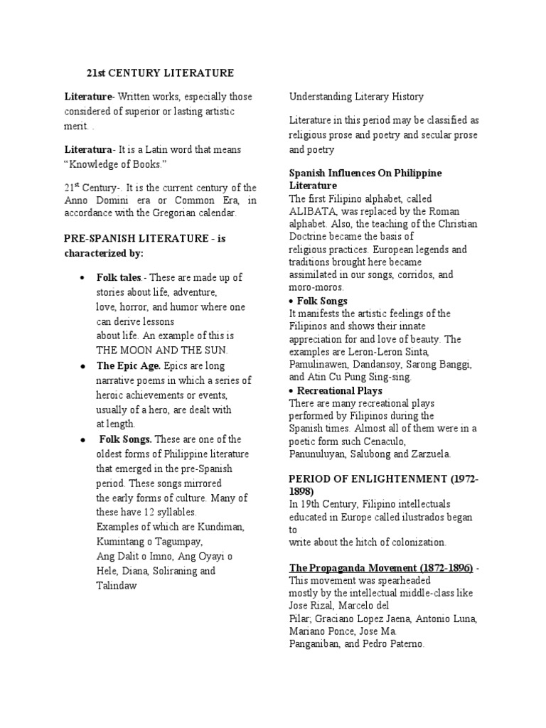 21st CENTURY LITERATURE | PDF | Poetry | Creative Nonfiction