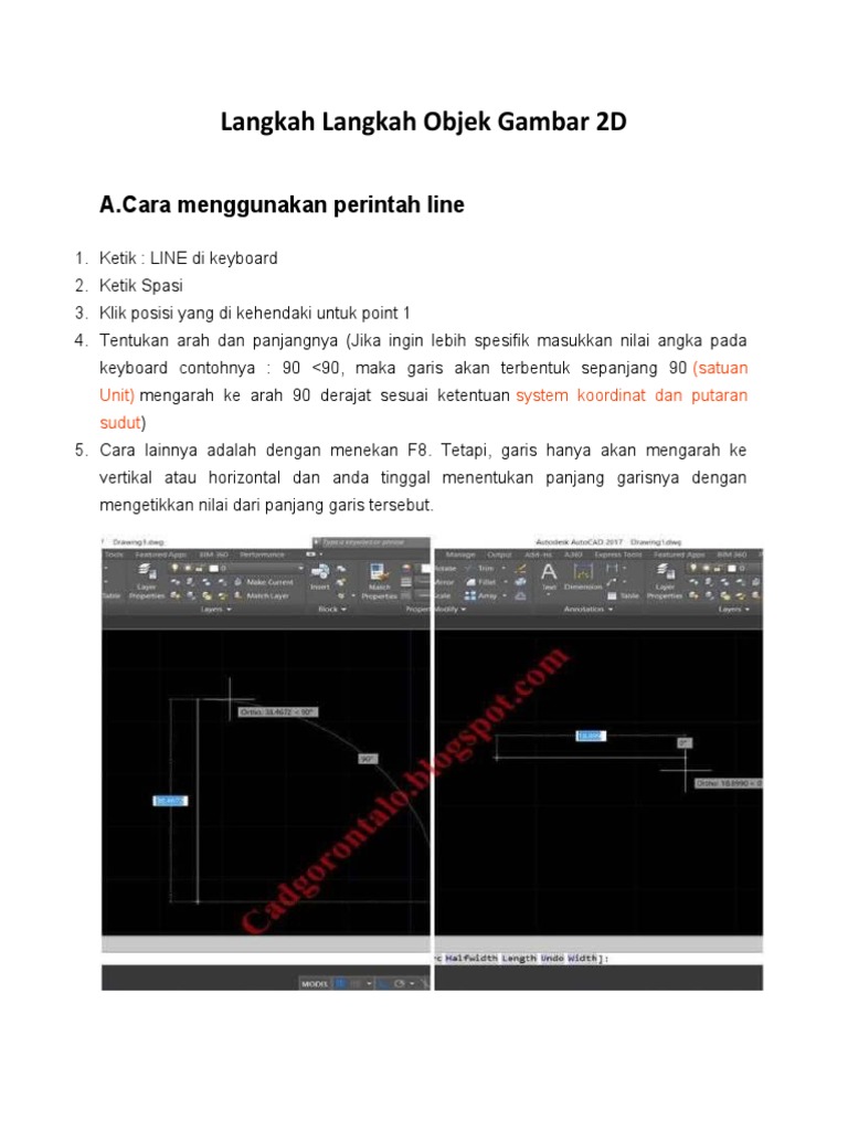 Langkah Menggambar Objek 2D di AutoCAD | PDF