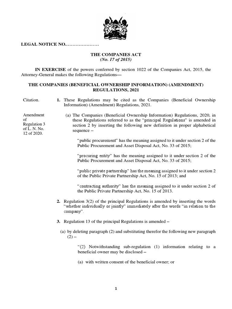 Amendment to Beneficial Ownership Regulations | PDF | Identity Document ...