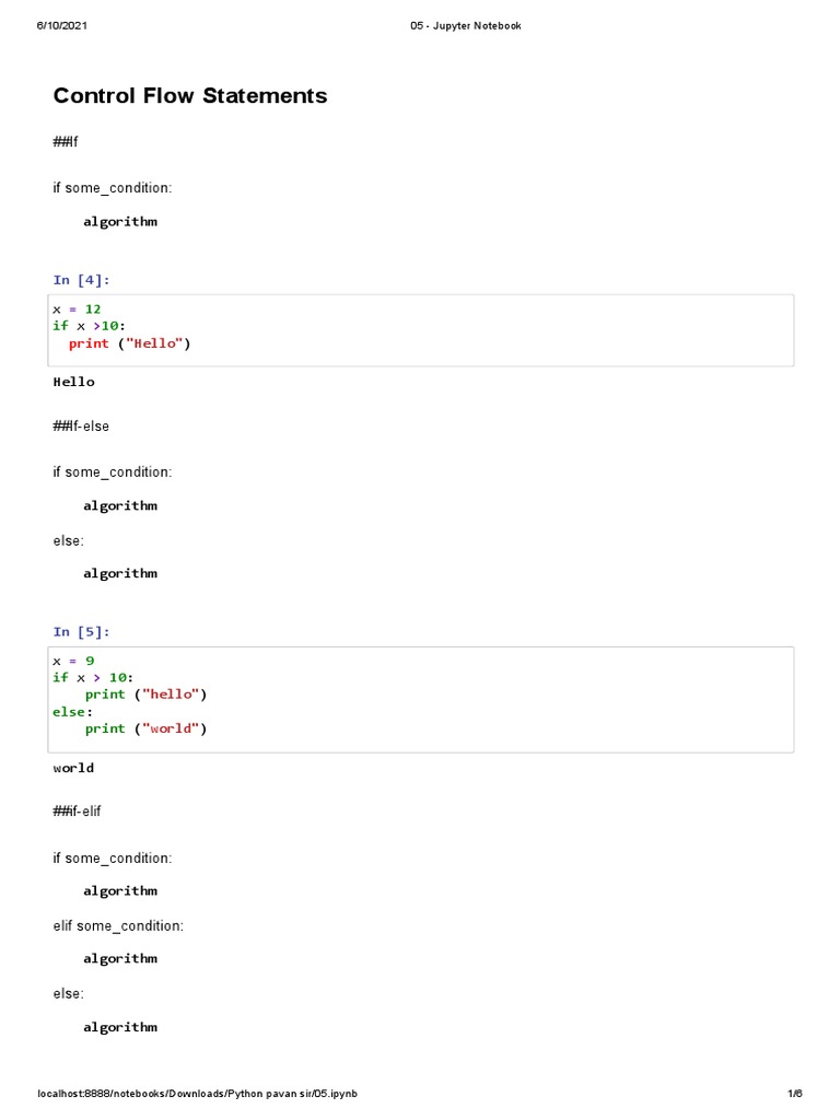 05 - Jupyter Notebook | PDF | Control Flow | Python (Programming Language) image.