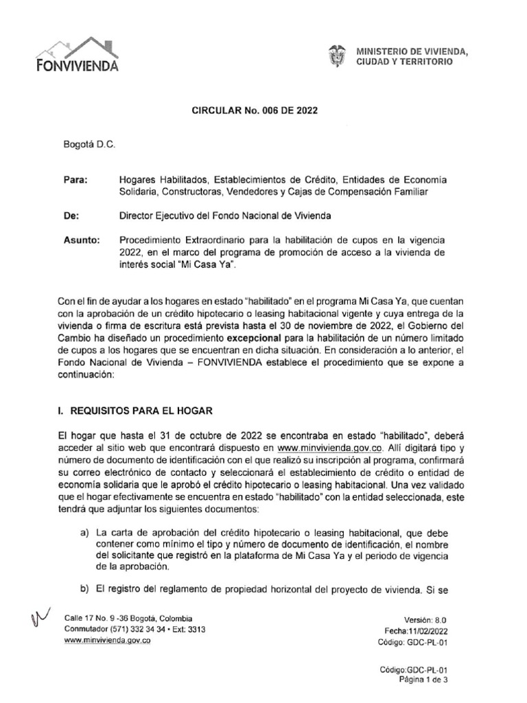 Circular 0006 de 2022 | PDF