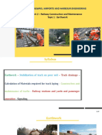 Railways, Airports and Harbour Engineering: Unit 2 - Railway Construction and Maintenance Topic 1: Earthwork