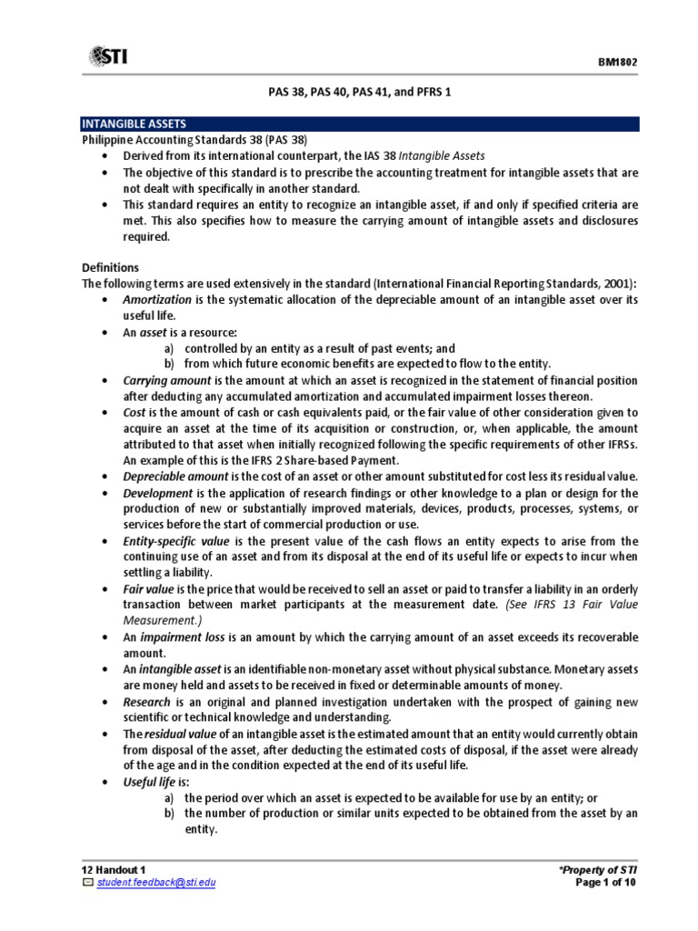 Understanding Intangible Assets in PAS 38 | PDF | Fair Value ...