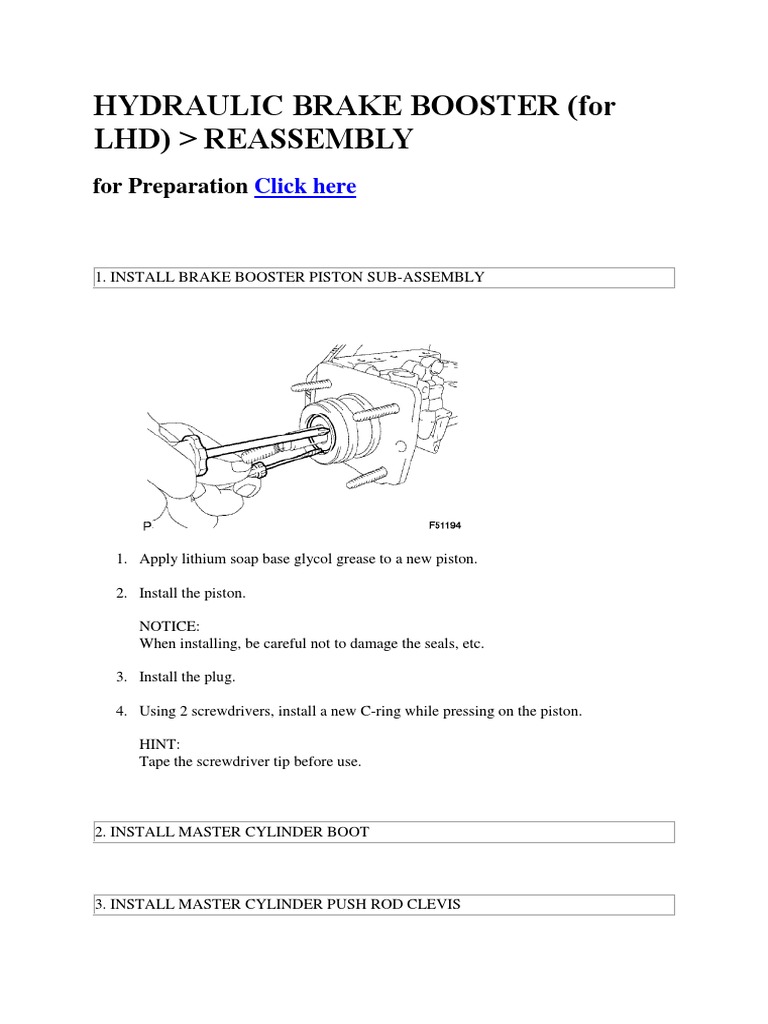Hydraulic Brake Booster Reassembly LC200 PDF Vehicle Parts