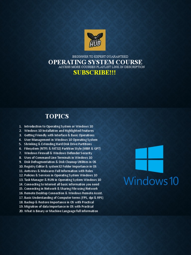 Operating System Course: Subscribe!!! | PDF | Malware | Computer Virus