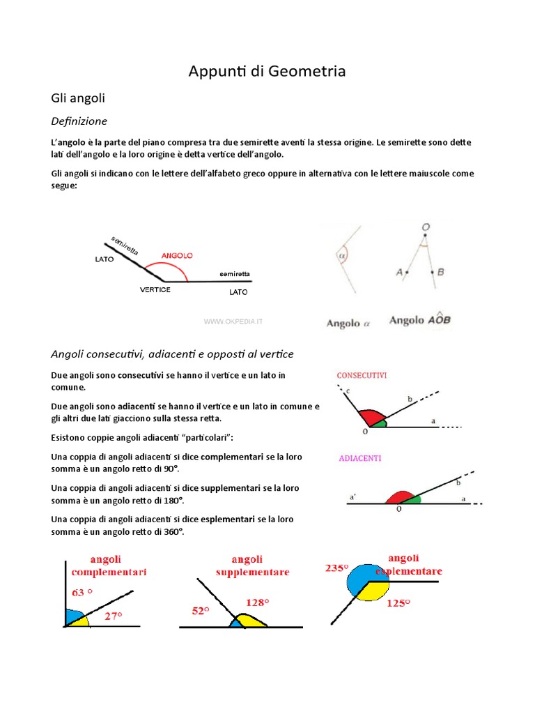 Appunti Angoli e Triangoli | PDF